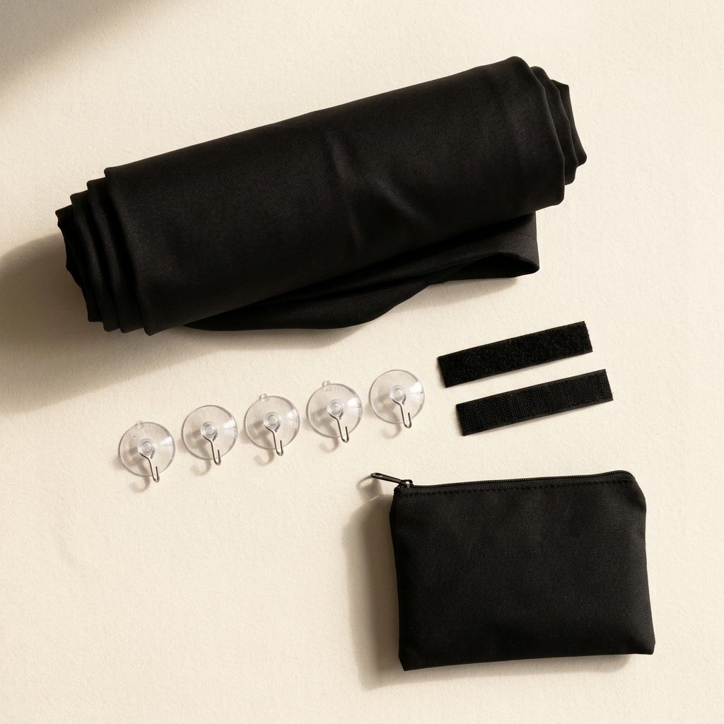Travel Blackout Shade with suction cups and carry pouch